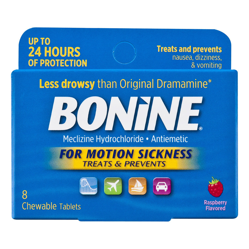 Bonine For Motion Sickness Chewable Tablets, Raspberry Flavored - 8 ea
